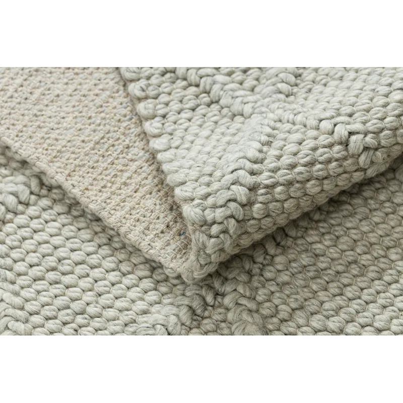 Wollteppich TAHAR 99001C beige - HANDGEWEBT Schlingenflor, Rauten, Boho