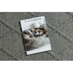 Wollerteppich TAHAR 99001G grau - HANDGEWEBT Schlingenflor, Rauten, Boho