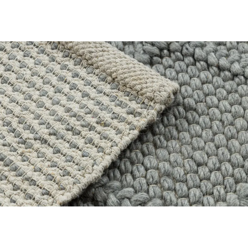 Wollerteppich TAHAR 99001G grau - HANDGEWEBT Schlingenflor, Rauten, Boho