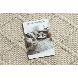Wollerteppich TAHAR 99001B creme - HANDGEWEBT Schlingenflor, Rauten, Boho
