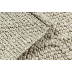 Wollerteppich TAHAR 99001B creme - HANDGEWEBT Schlingenflor, Rauten, Boho