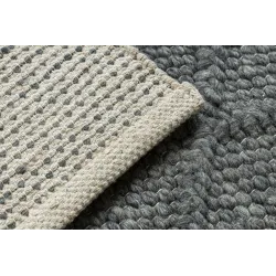 Wollerteppich TAHAR 99001K Anthrazit - HANDGEWEBT Schlingenflor, Rauten, Boho