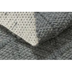 Wollerteppich TAHAR 99001K Anthrazit - HANDGEWEBT Schlingenflor, Rauten, Boho