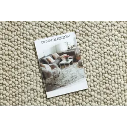Wollerteppich TAHAR 99005B Creme / Grau - HANDGEWEBT Schlingenflor, einfarbig