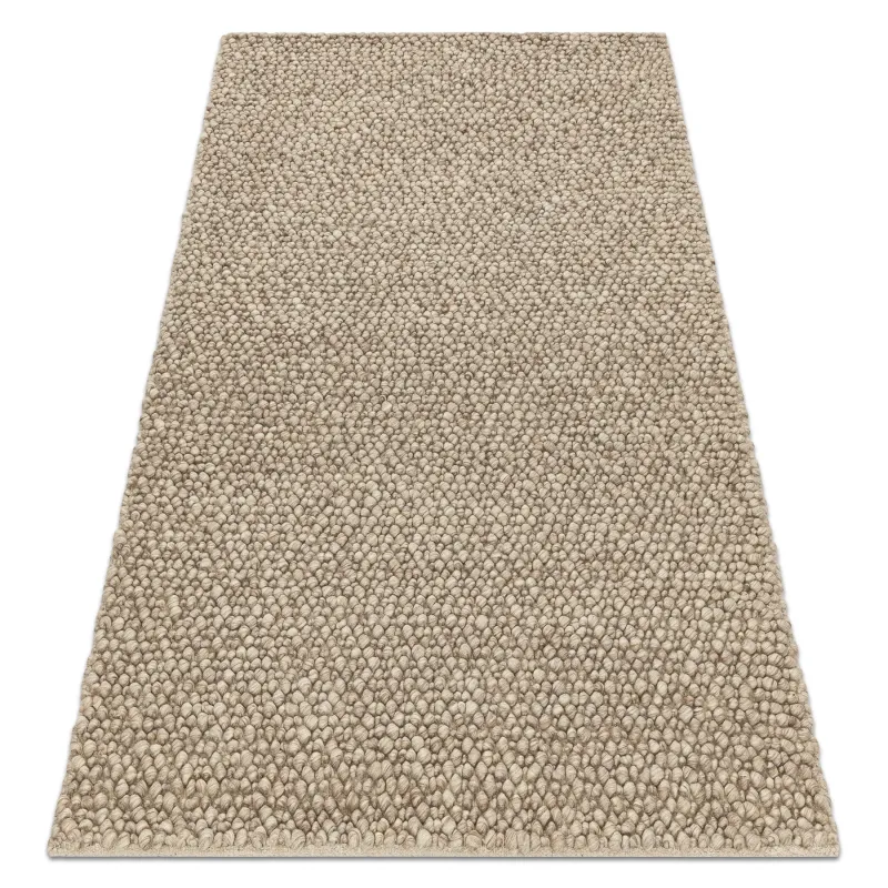 Wollenteppich TAHAR 99005C beige - HANDGEWEBT Schlingenflor, einfarbig