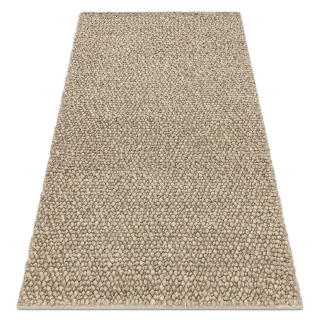 Wollenteppich TAHAR 99005C beige - HANDGEWEBT Schlingenflor, einfarbig