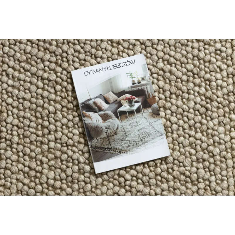 Wollenteppich TAHAR 99005C beige - HANDGEWEBT Schlingenflor, einfarbig