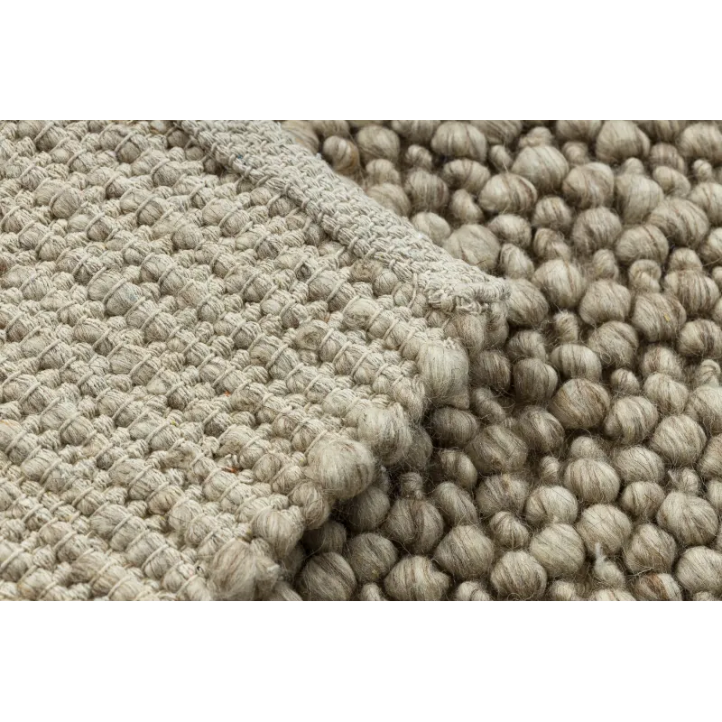 Wollenteppich TAHAR 99005C beige - HANDGEWEBT Schlingenflor, einfarbig
