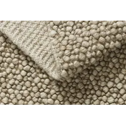 Wollenteppich TAHAR 99005C beige - HANDGEWEBT Schlingenflor, einfarbig