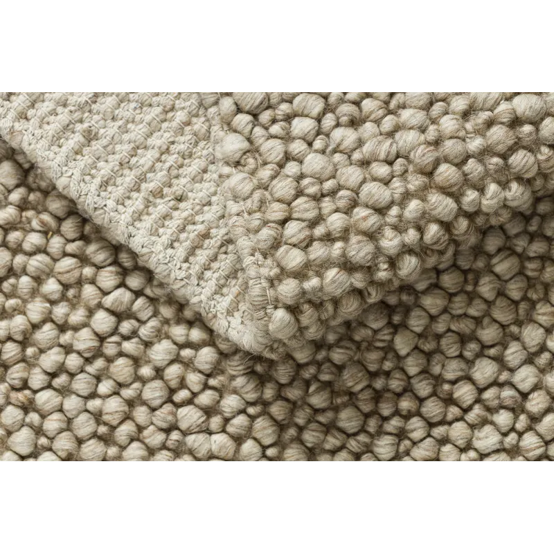 Wollenteppich TAHAR 99005C beige - HANDGEWEBT Schlingenflor, einfarbig