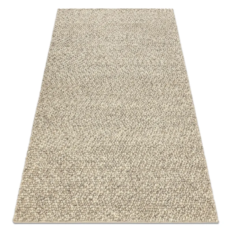 Wollenteppich TAHAR 99005G grau / beige - HANDGEWEBT Schlingenflor, einfarbig
