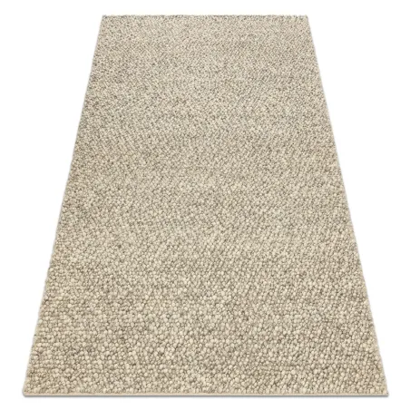 Wollenteppich TAHAR 99005G grau / beige - HANDGEWEBT Schlingenflor, einfarbig