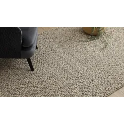 Wollenteppich TAHAR 99005G grau / beige - HANDGEWEBT Schlingenflor, einfarbig