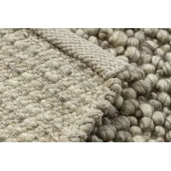 Wollenteppich TAHAR 99005G grau / beige - HANDGEWEBT Schlingenflor, einfarbig