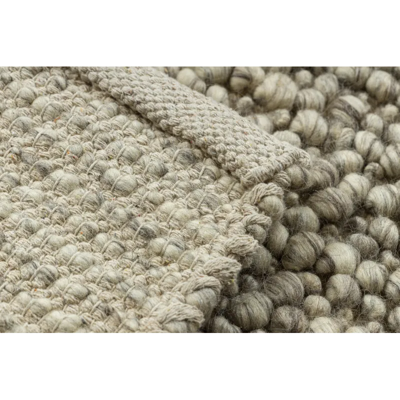 Wollenteppich TAHAR 99005G grau / beige - HANDGEWEBT Schlingenflor, einfarbig