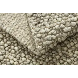 Wollenteppich TAHAR 99005G grau / beige - HANDGEWEBT Schlingenflor, einfarbig