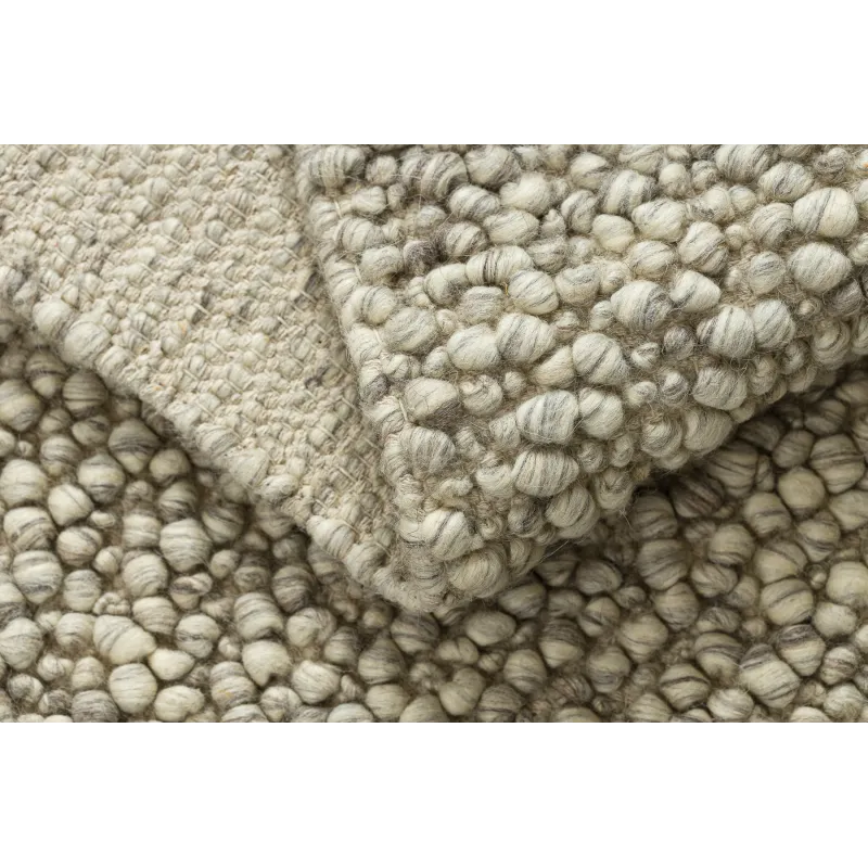 Wollenteppich TAHAR 99005G grau / beige - HANDGEWEBT Schlingenflor, einfarbig