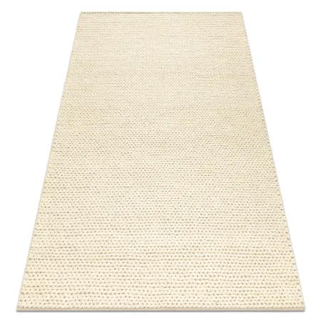 Wollenteppich TAHAR 99004B creme - HANDGEWEBT Schlingenflor, einfarbig