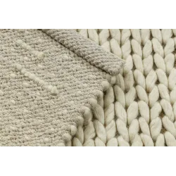 Wollenteppich TAHAR 99004B creme - HANDGEWEBT Schlingenflor, einfarbig