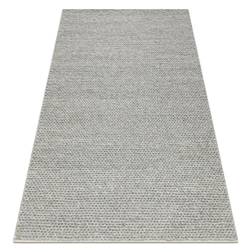 Wollenteppich TAHAR 99004G grau - HANDGEWEBT Schlingenflor, einfarbig
