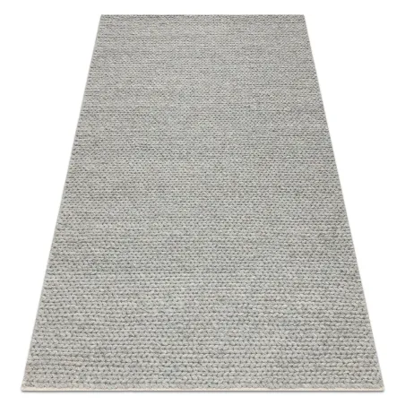 Wollenteppich TAHAR 99004G grau - HANDGEWEBT Schlingenflor, einfarbig