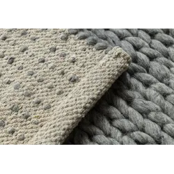 Wollenteppich TAHAR 99004G grau - HANDGEWEBT Schlingenflor, einfarbig