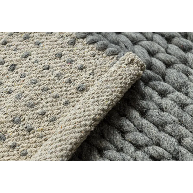 Wollenteppich TAHAR 99004G grau - HANDGEWEBT Schlingenflor, einfarbig