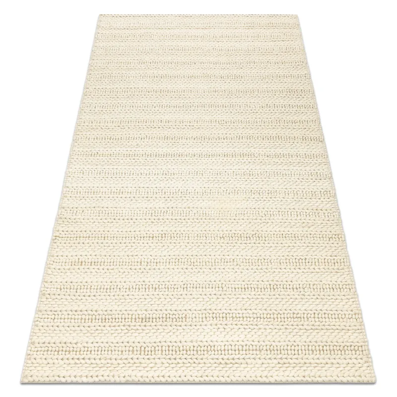 Wollenteppich TAHAR 99002B creme - HANDGEWEBT Schlingenflor, Linien