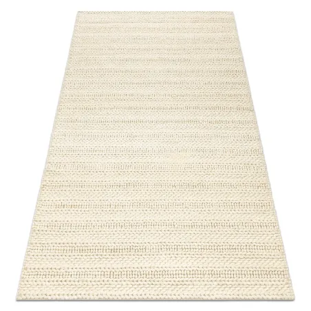 Wollenteppich TAHAR 99002B creme - HANDGEWEBT Schlingenflor, Linien