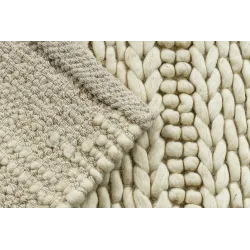 Wollenteppich TAHAR 99002B creme - HANDGEWEBT Schlingenflor, Linien