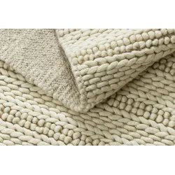 Wollenteppich TAHAR 99002B creme - HANDGEWEBT Schlingenflor, Linien