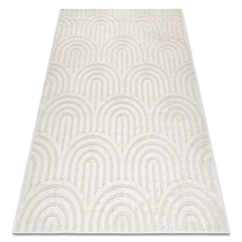 Geometrischer weißer Teppich aus Sisal, perfekt für stilvolle Wohnräume