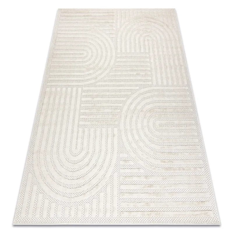 Sisal Teppich SANTO 0989 in geometrischem Weiß, perfekt für stilvolle Räume