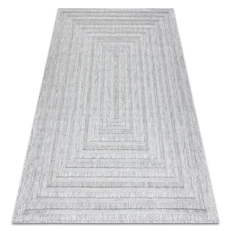 Sisal Teppich SANTO in geometrischem Grau, perfekt für stilvolle Räume