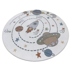 Teppich BONO Kreis Raum, Planeten creme / anthrazit - ZWEITKLASSIGES PRODUKT