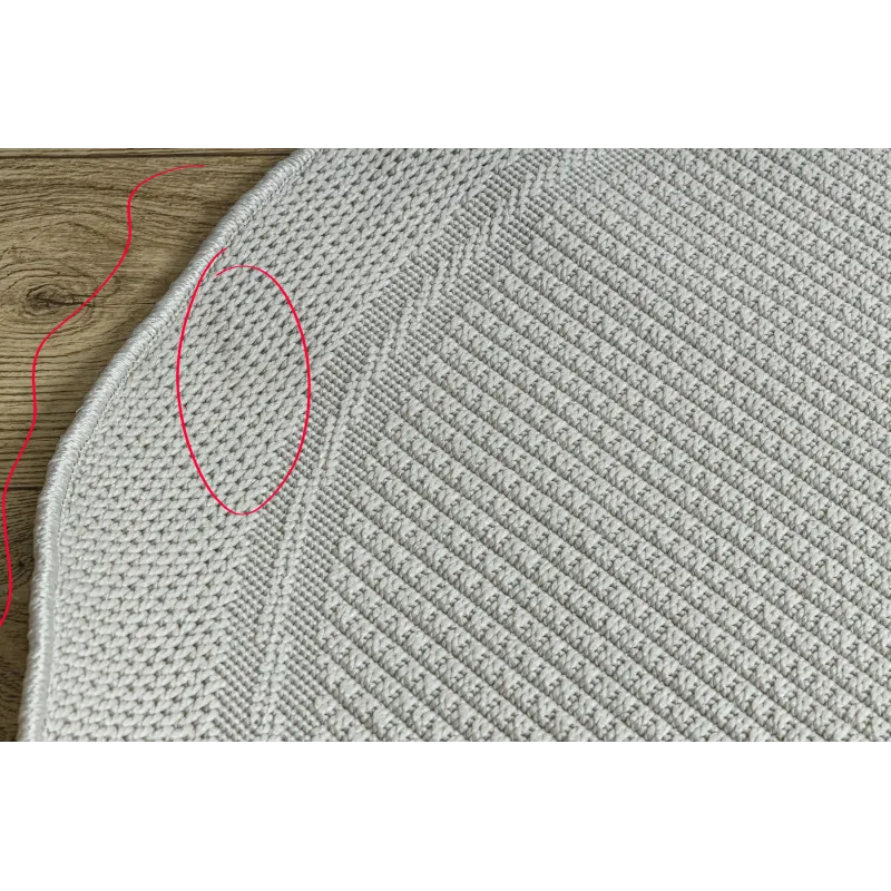 Weißer Sisal Teppich TIMO 5979 mit Rahmen, ideal für Gartenmöbel