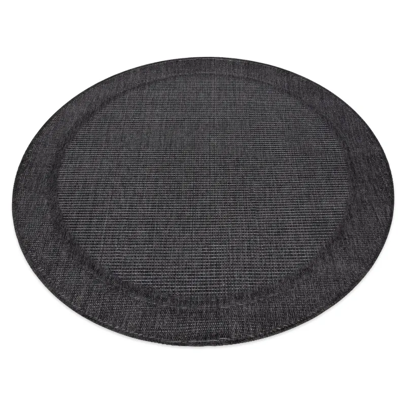 Runder Sisal Teppich TIMO 5979 mit schwarzem Rand für den Außenbereich