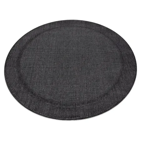 Runder Sisal Teppich TIMO 5979 mit schwarzem Rand für den Außenbereich