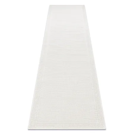 Sisal Teppich TIMO 5979 in weißem Rahmen, perfekt für den Außenbereich