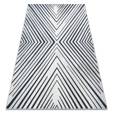 Waschteppich ANDRE 2381 mit geometrischen Streifen in grau und schwarz, rutschfest