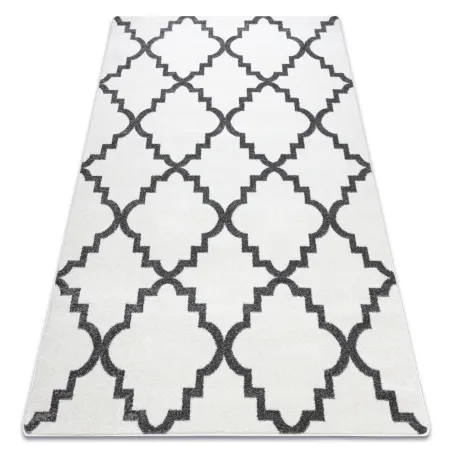 Teppich SKETCH in creme mit grauem marokkanischem Trellis-Muster