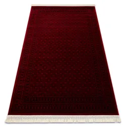 Teppich ORIENT bordeaux / schwarz Rahmen klassisch orientalisch mit Fransen