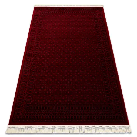 Teppich ORIENT 2958 bordeaux / schwarz Rahmen klassisch orientalisch mit Fransen