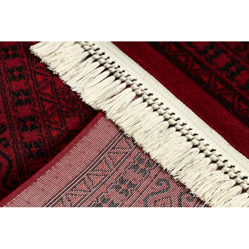 Teppich ORIENT 2958 bordeaux / schwarz Rahmen klassisch orientalisch mit Fransen