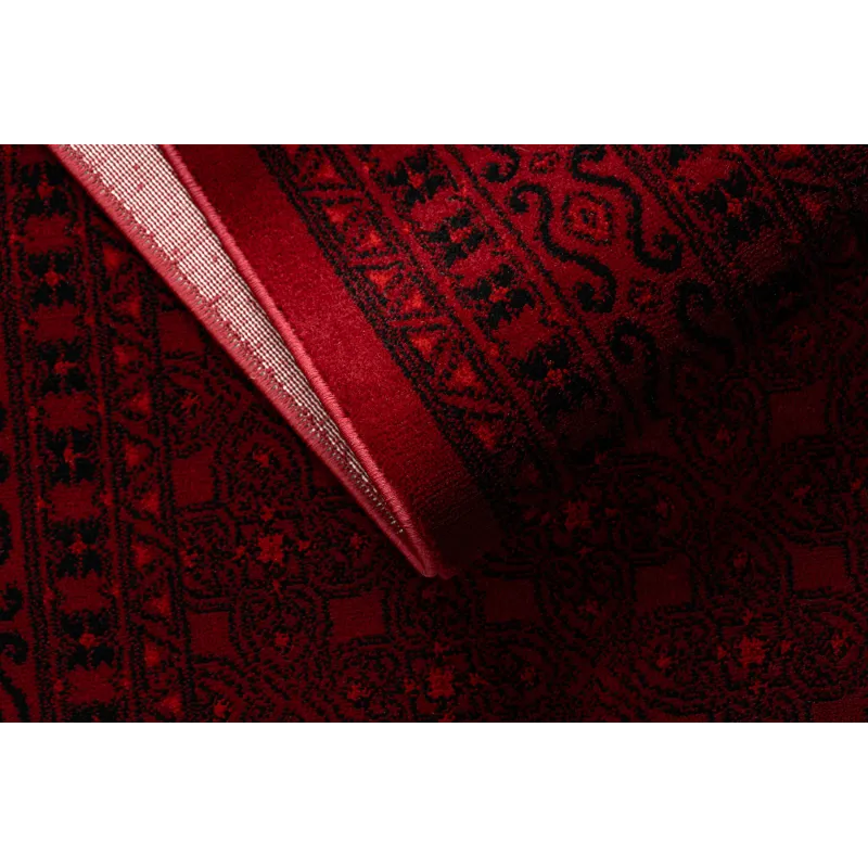 Teppich ORIENT 2958 bordeaux / schwarz Rahmen klassisch orientalisch mit Fransen