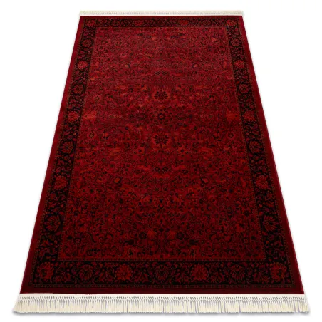Teppich ORIENT 5125 bordeaux / schwarz Rahmen, klassisch, Ornament, mit Fransen