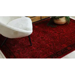 Teppich ORIENT 5125 bordeaux / schwarz Rahmen, klassisch, Ornament, mit Fransen
