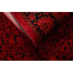 Teppich ORIENT 5125 bordeaux / schwarz Rahmen, klassisch, Ornament, mit Fransen
