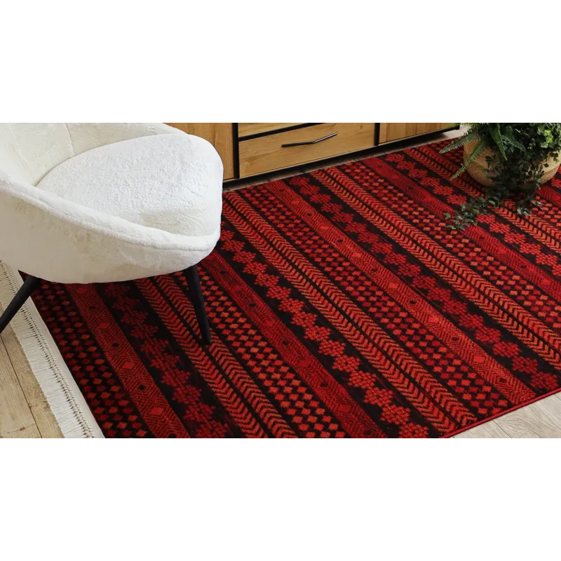 Teppich ORIENT 5132 bordeaux / schwarz Oriental, mit Fransen