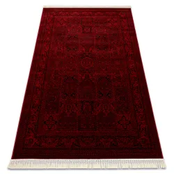 Teppich ORIENT bordeaux / schwarz Rahmen, orientalisch, mit Fransen